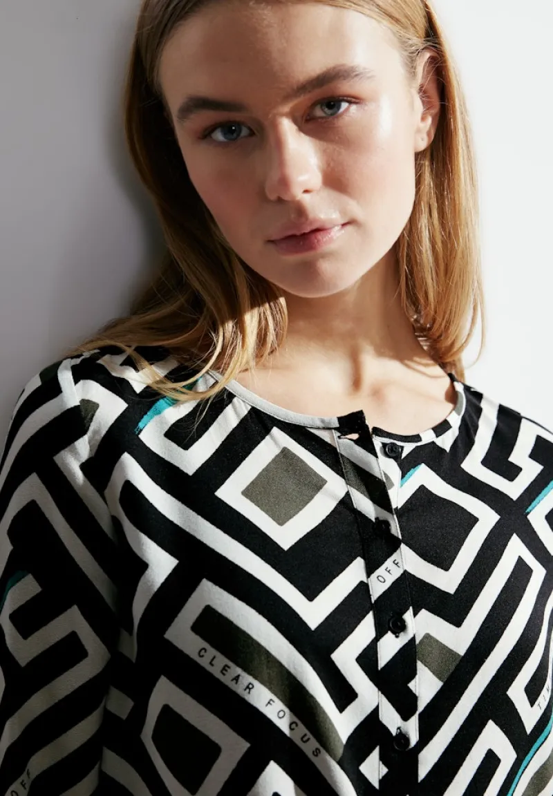 Cecil Blusen*Bluse mit Alloverprint Black