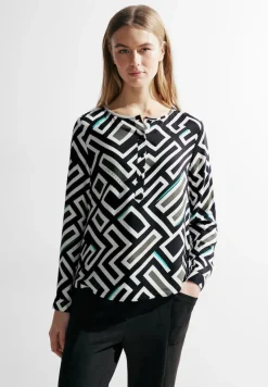 Cecil Blusen*Bluse mit Alloverprint Black