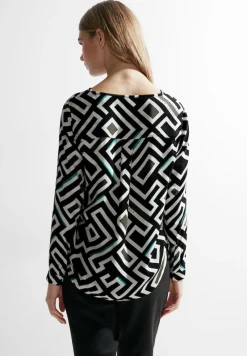 Cecil Blusen*Bluse mit Alloverprint Black