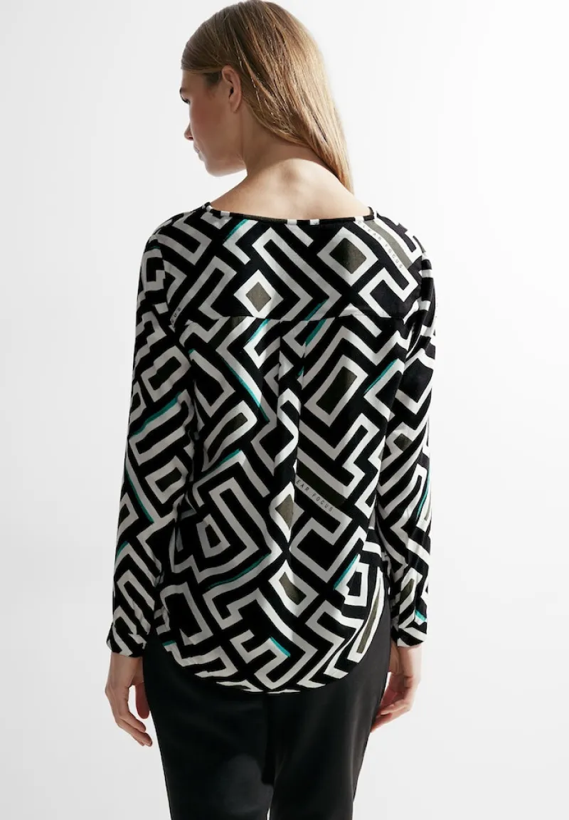 Cecil Blusen*Bluse mit Alloverprint Black