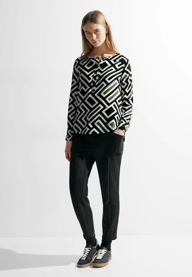 Cecil Blusen*Bluse mit Alloverprint Black