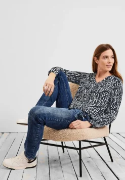 Cecil Blusen*Bluse mit Buchstabenprint deep blue