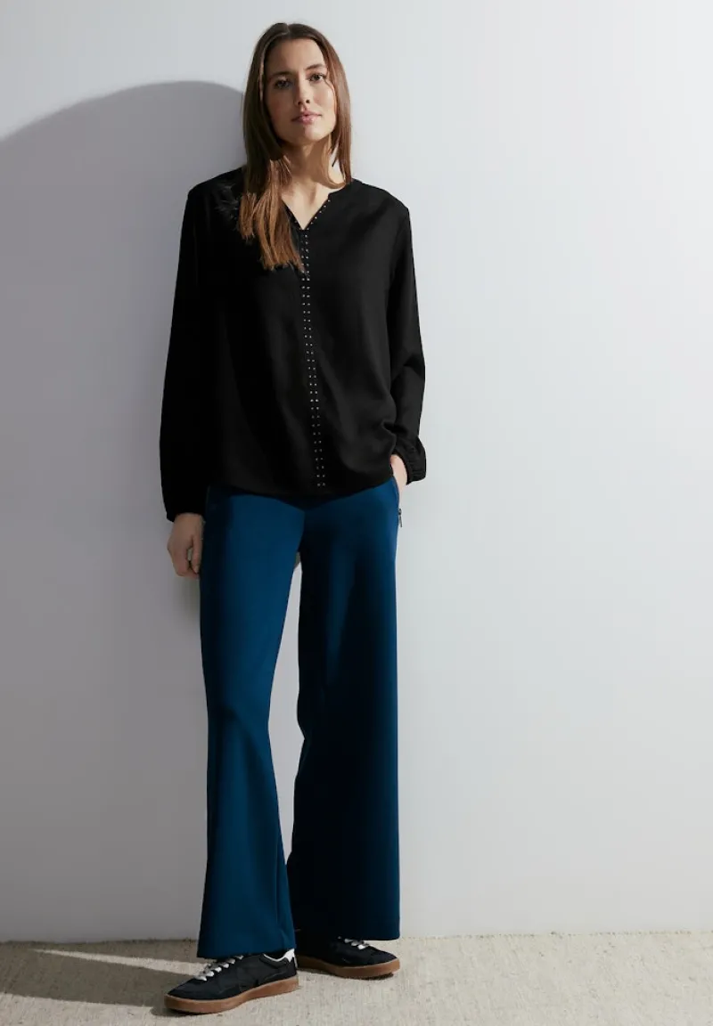 Cecil Blusen*Bluse mit Dekosteinen Black