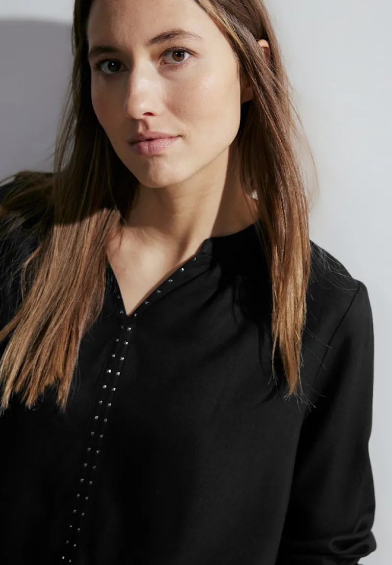 Cecil Blusen*Bluse mit Dekosteinen Black