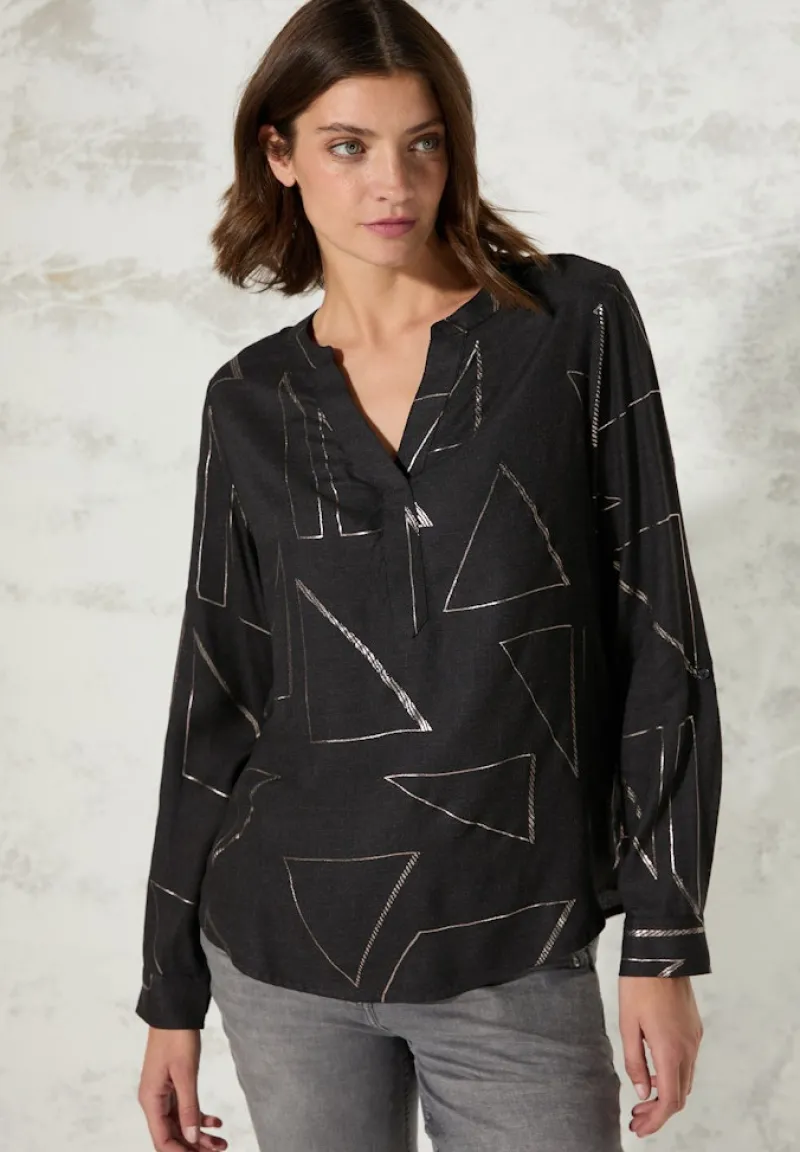 Cecil Blusen*Bluse mit Folienprint black melange