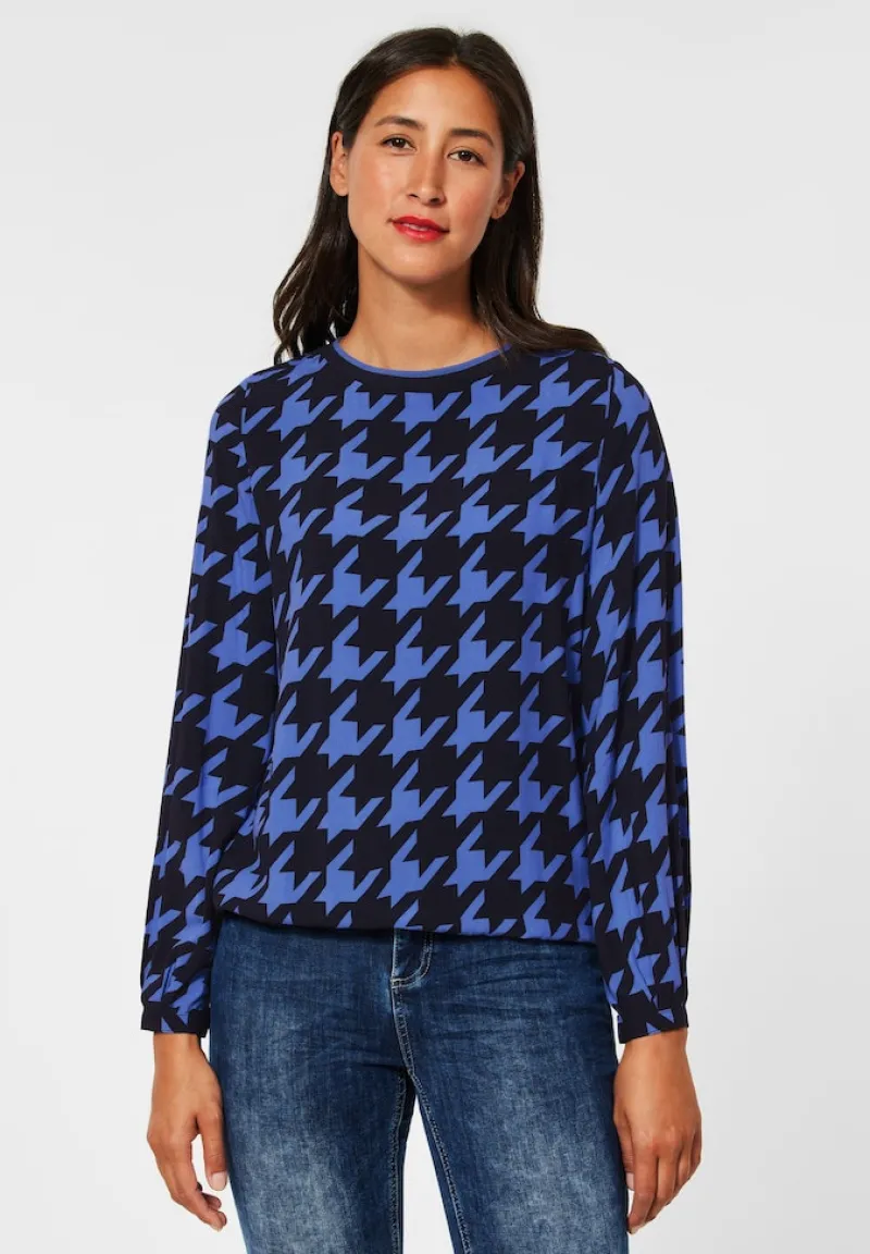Street One Blusen*Bluse mit Hahnentrittprint mighty blue