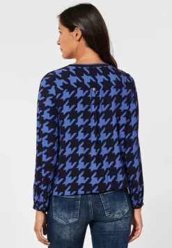 Street One Blusen*Bluse mit Hahnentrittprint mighty blue