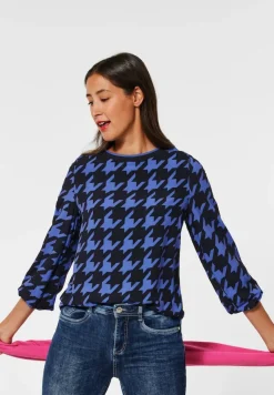 Street One Blusen*Bluse mit Hahnentrittprint mighty blue