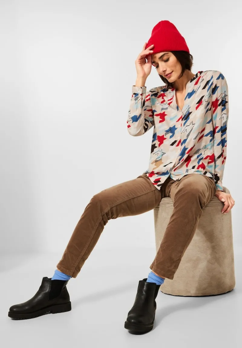 Cecil Blusen*Bluse mit Multicolorprint vanilla white