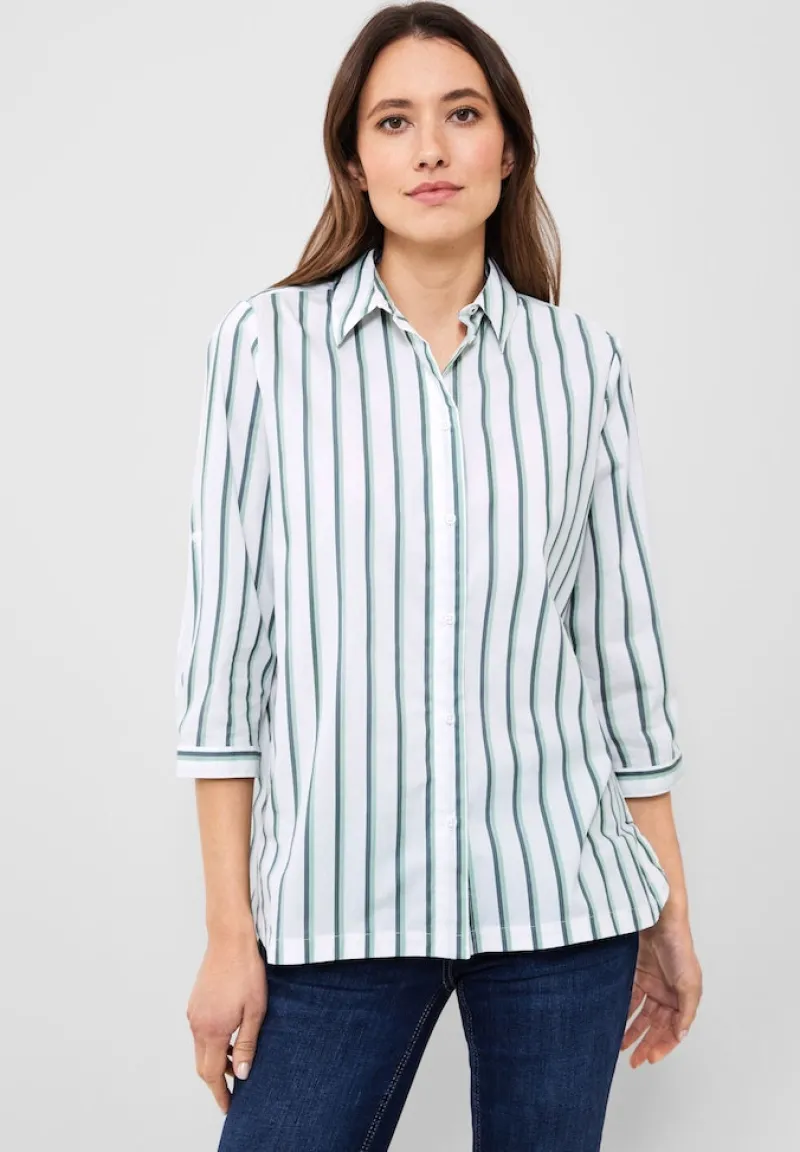 Cecil Blusen*Bluse mit Multicolorstreifen easy khaki