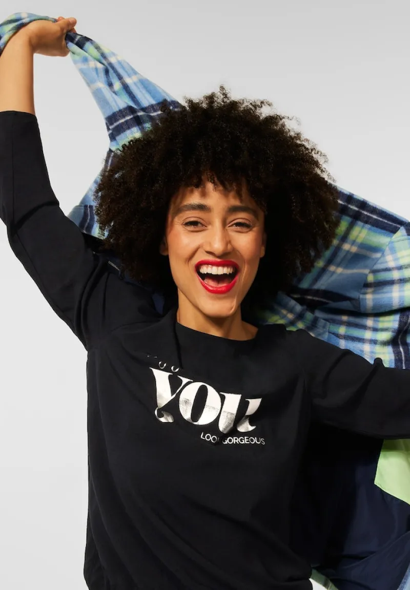 Street One Blusen*Bluse mit Partprint Black