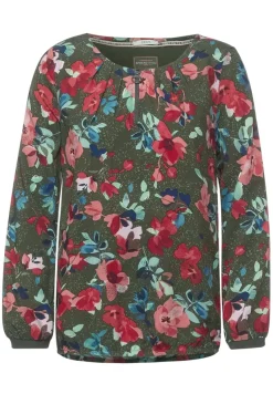 Cecil Blusen*Bluse mit Print und Zipper utility olive