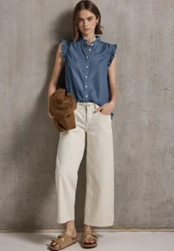 STREET ONE STUDIO Blusen*Bluse mit Rüschendetails medium blue soft washed