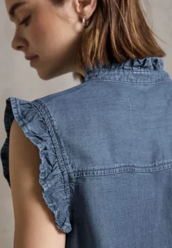 STREET ONE STUDIO Blusen*Bluse mit Rüschendetails medium blue soft washed