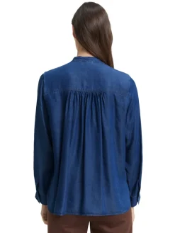 Tom Tailor Blusen*Bluse mit Schleifen-Detail blue denim dark wash