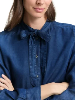 Tom Tailor Blusen*Bluse mit Schleifen-Detail blue denim dark wash