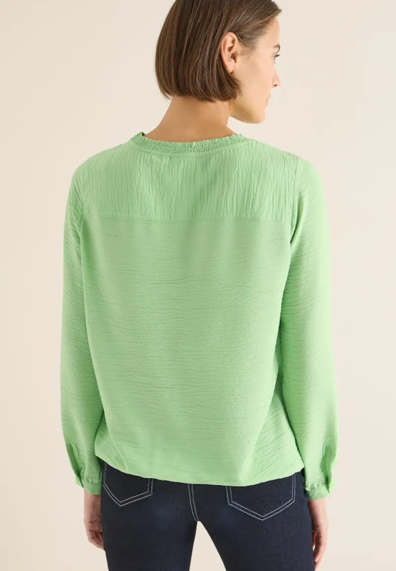 Cecil Blusen*Bluse mit Smock-Ausschnitt bamboo green
