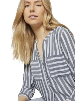 Tom Tailor Blusen*Bluse mit Streifenmuster offwhite navy vertical stripe