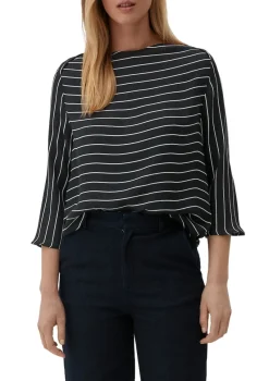 s.Oliver Blusen*Bluse mit U-Boot-Ausschnitt Schwarz
