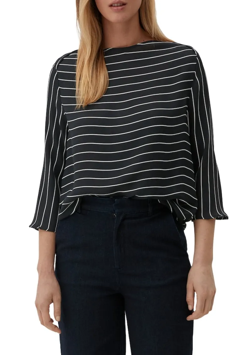 s.Oliver Blusen*Bluse mit U-Boot-Ausschnitt Schwarz