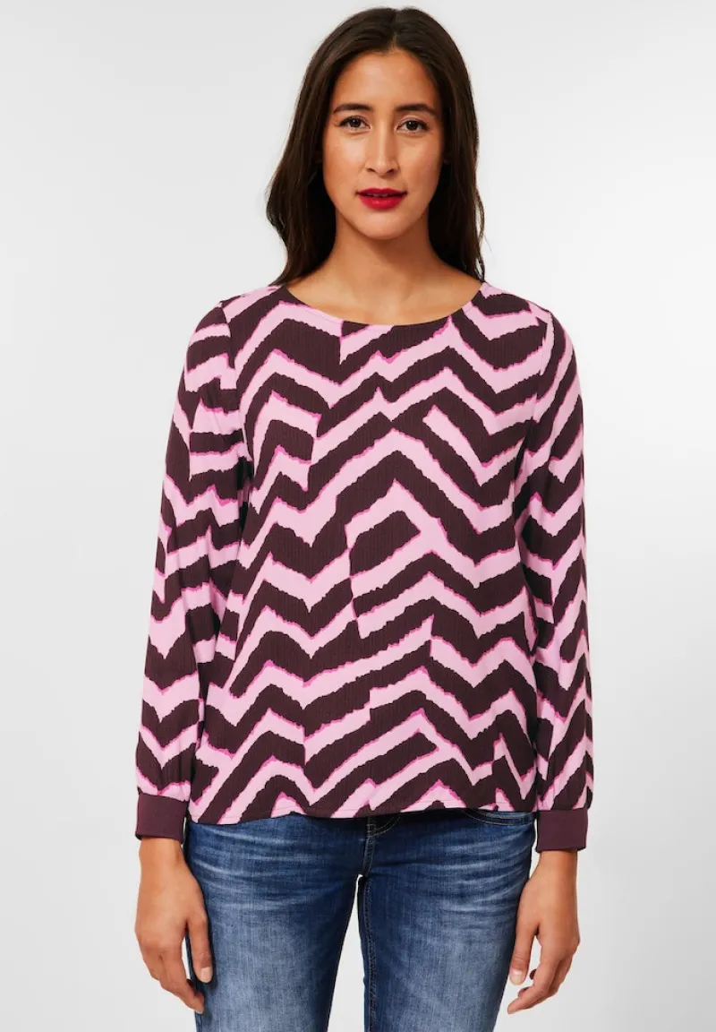 Street One Blusen*Bluse mit Zick Zack Muster intense aubergine