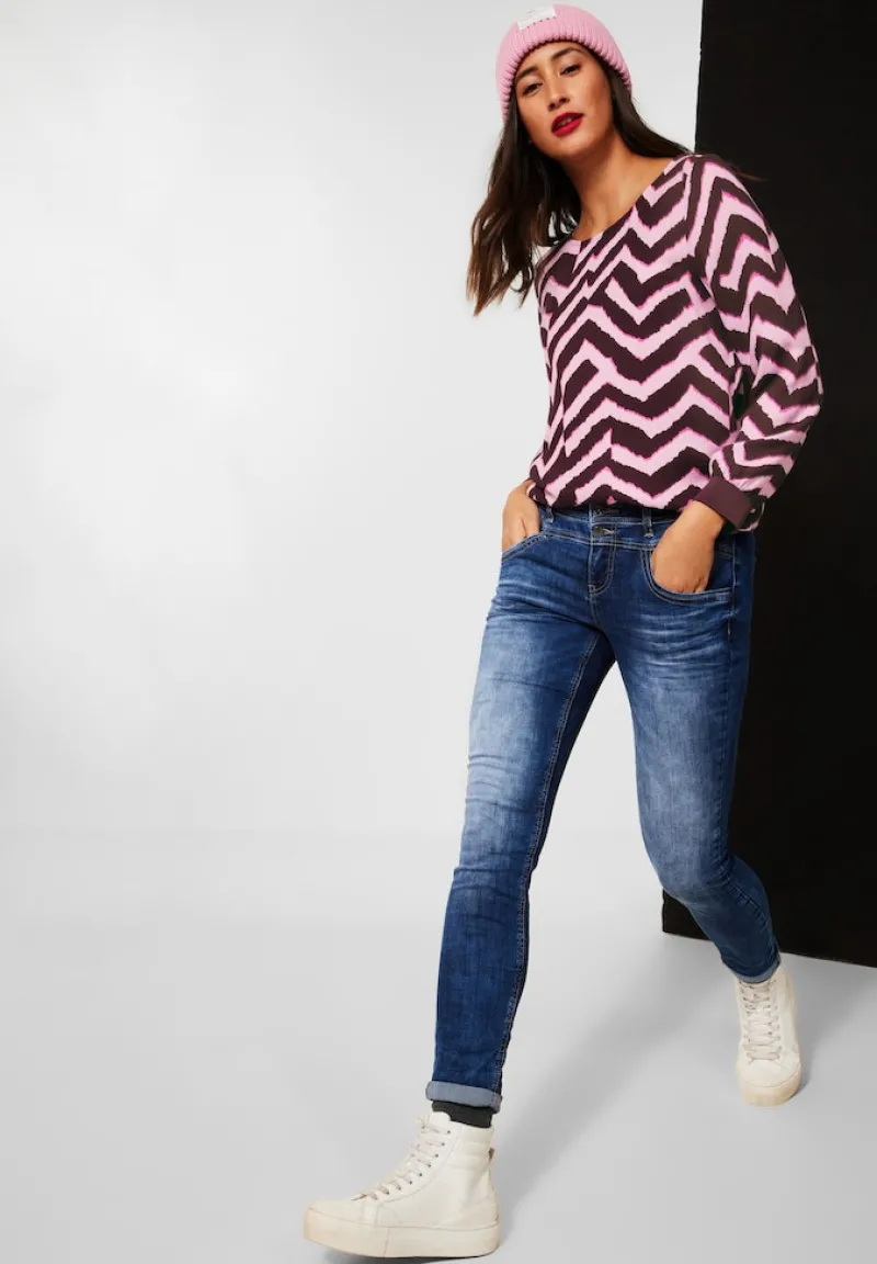 Street One Blusen*Bluse mit Zick Zack Muster intense aubergine