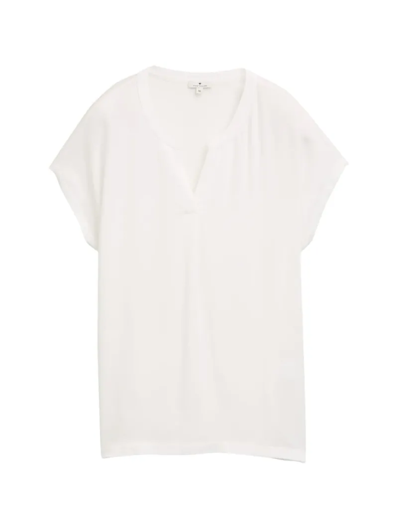 Tom Tailor Blusen*Blusenshirt im Material-Mix whisper white