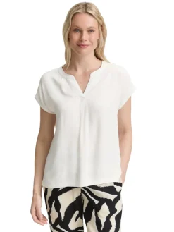 Tom Tailor Blusen*Blusenshirt im Material-Mix whisper white