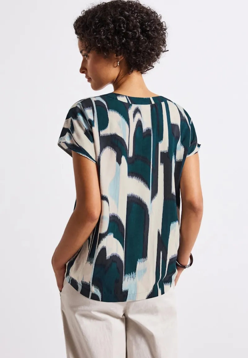 Street One Blusen*Blusenshirt mit Ikat Print tide blue