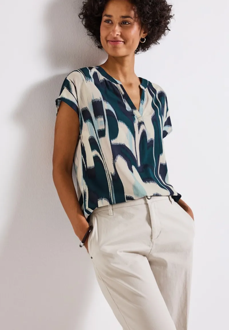 Street One Blusen*Blusenshirt mit Ikat Print tide blue