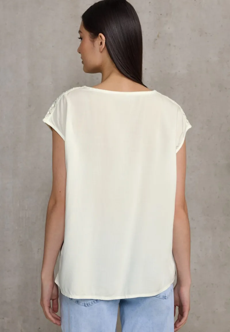 STREET ONE STUDIO Blusen*Blusenshirt mit Spitze off white