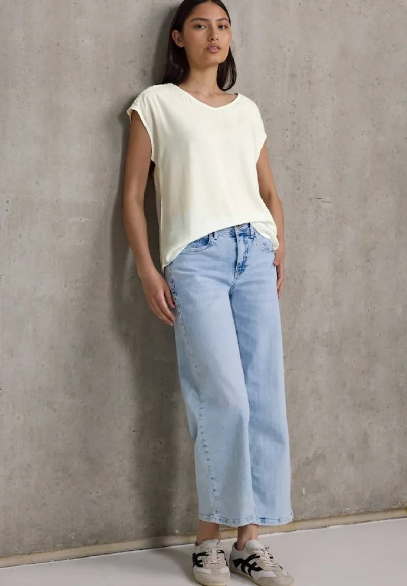 STREET ONE STUDIO Blusen*Blusenshirt mit Spitze off white