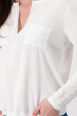 Monari Blusen*Blusenshirt mit Strasssteine off-white