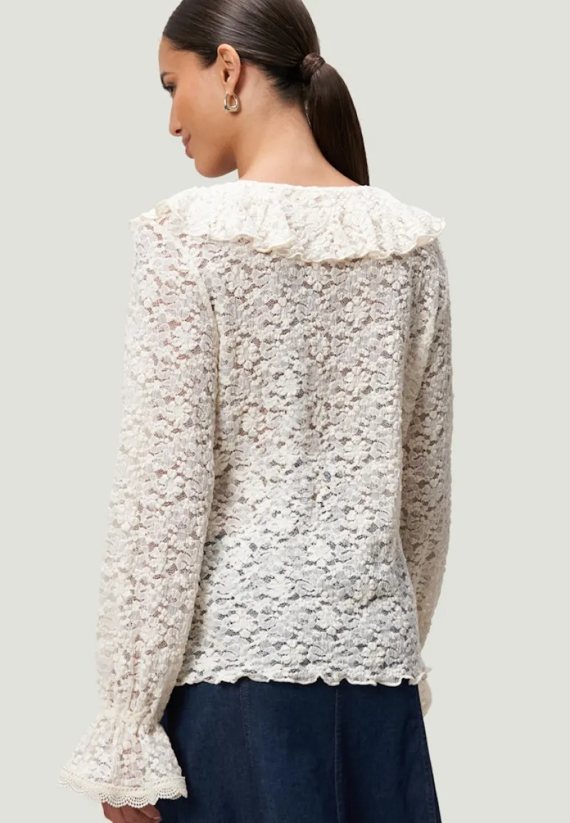 Zero Blusen*Boho-Bluse aus Spitze Eggnog