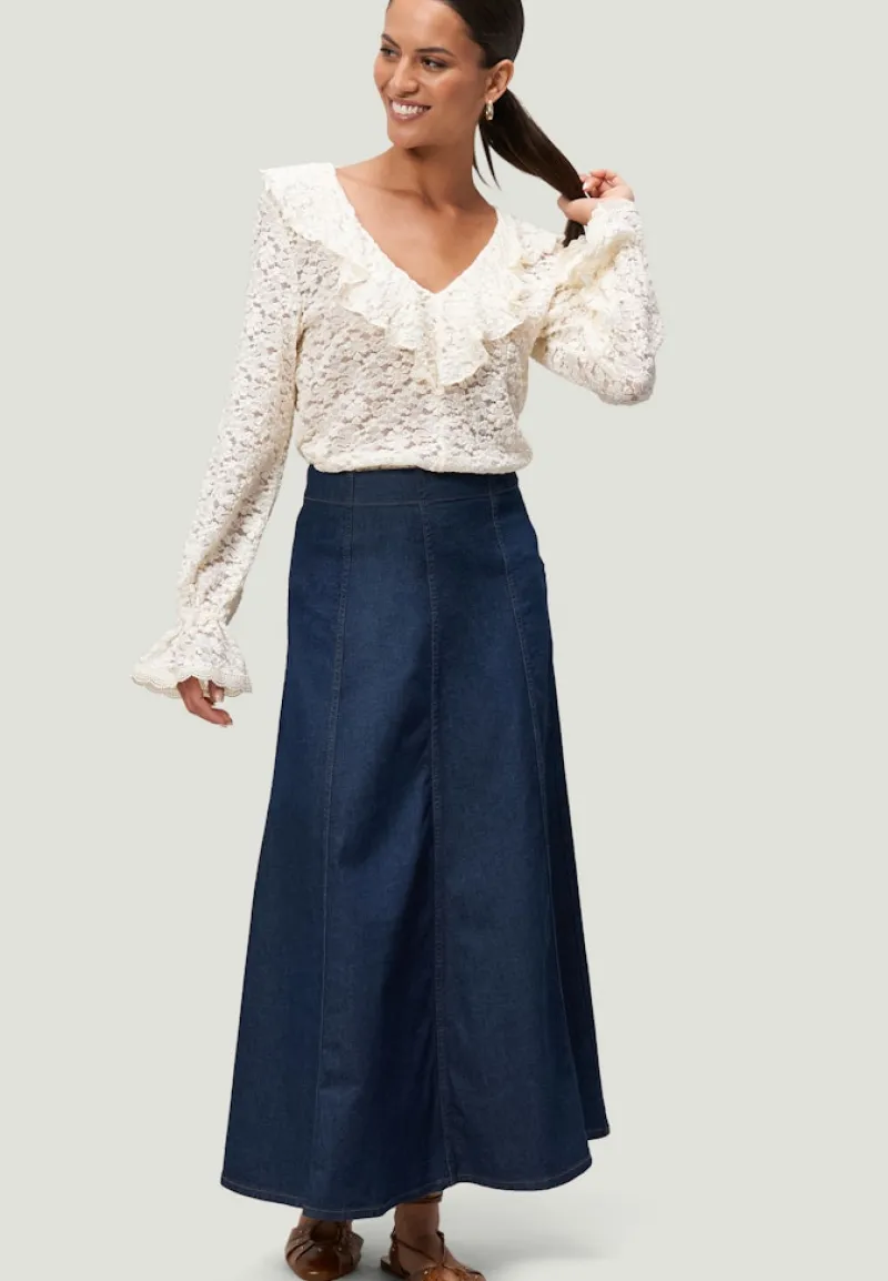 Zero Blusen*Boho-Bluse aus Spitze Eggnog