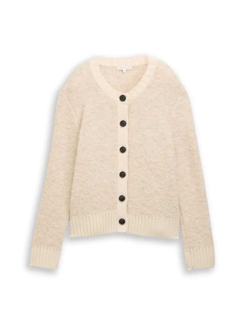 Tom Tailor Pullover & Sweatshirts*Bouclé Cardigan mit Wollanteil sand stone beige melange