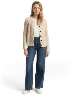 Tom Tailor Pullover & Sweatshirts*Bouclé Cardigan mit Wollanteil sand stone beige melange