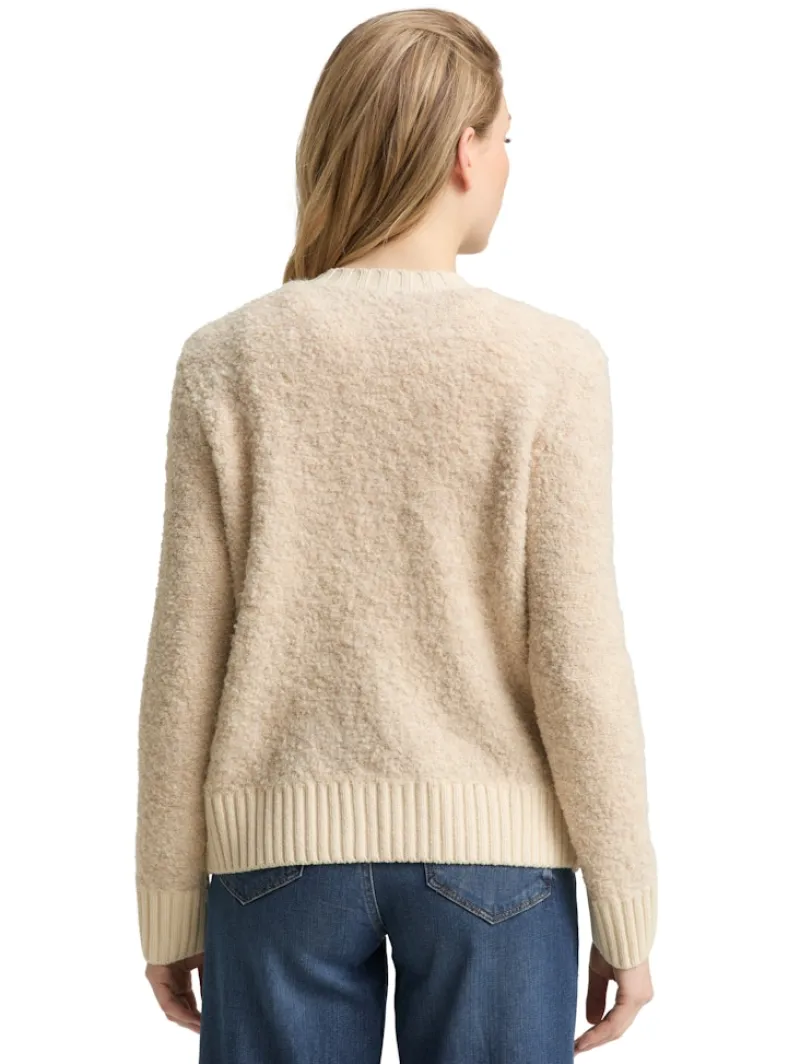 Tom Tailor Pullover & Sweatshirts*Bouclé Cardigan mit Wollanteil sand stone beige melange