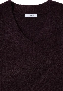 Cecil Pullover & Sweatshirts*Bouclé V-Neck Pullover eggplant red