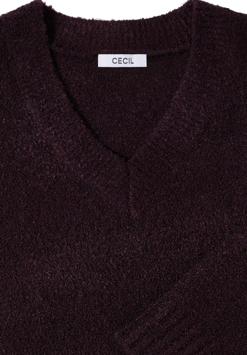 Cecil Pullover & Sweatshirts*Bouclé V-Neck Pullover eggplant red