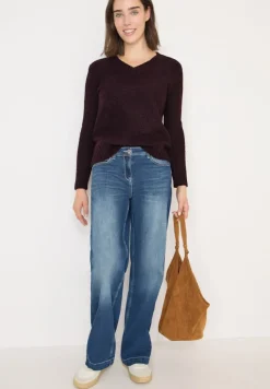 Cecil Pullover & Sweatshirts*Bouclé V-Neck Pullover eggplant red