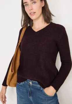 Cecil Pullover & Sweatshirts*Bouclé V-Neck Pullover eggplant red