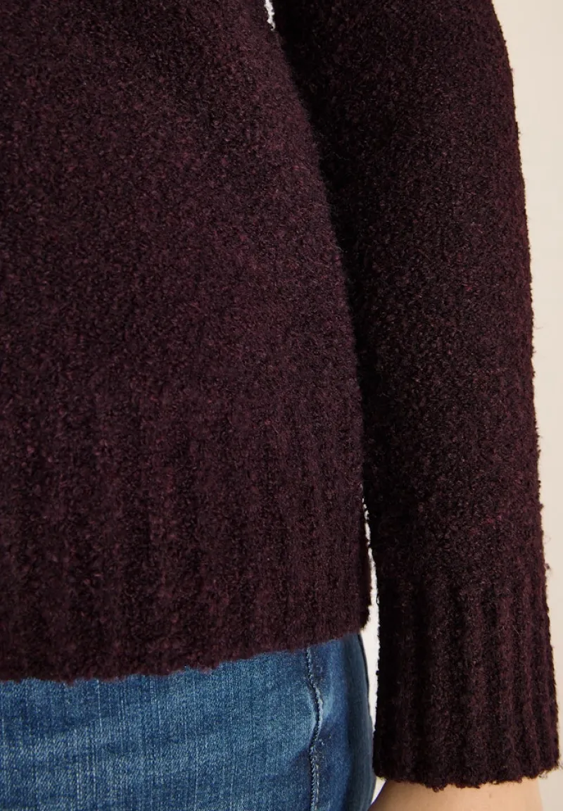 Cecil Pullover & Sweatshirts*Bouclé V-Neck Pullover eggplant red