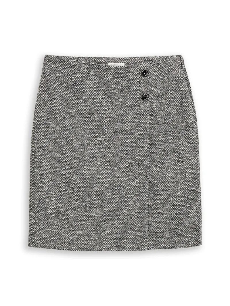 Tom Tailor Röcke*Bouclé Wickelrock salt pepper boucle structure