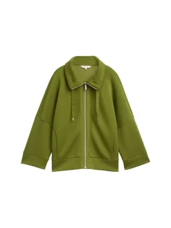 Tom Tailor Pullover & Sweatshirts*Boxy Fit Scuba Sweatjacke deep ivy green