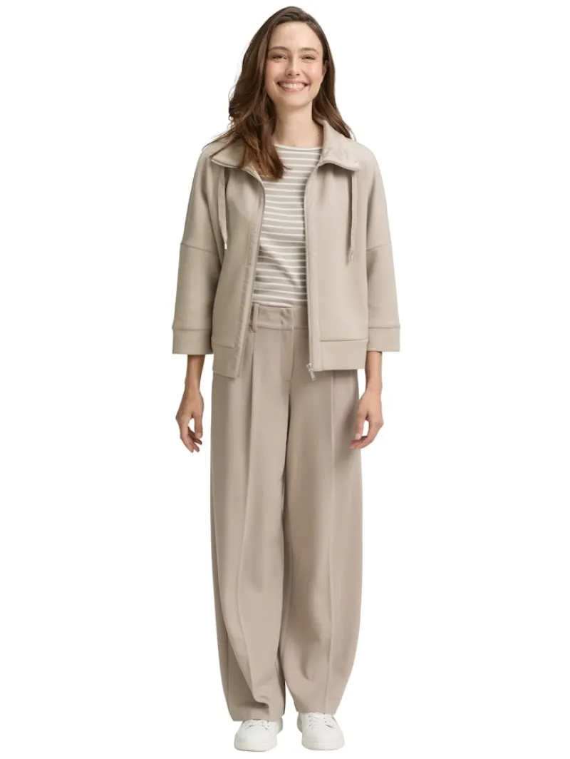 Tom Tailor Pullover & Sweatshirts*Boxy Fit Scuba Sweatjacke soft taupe grey