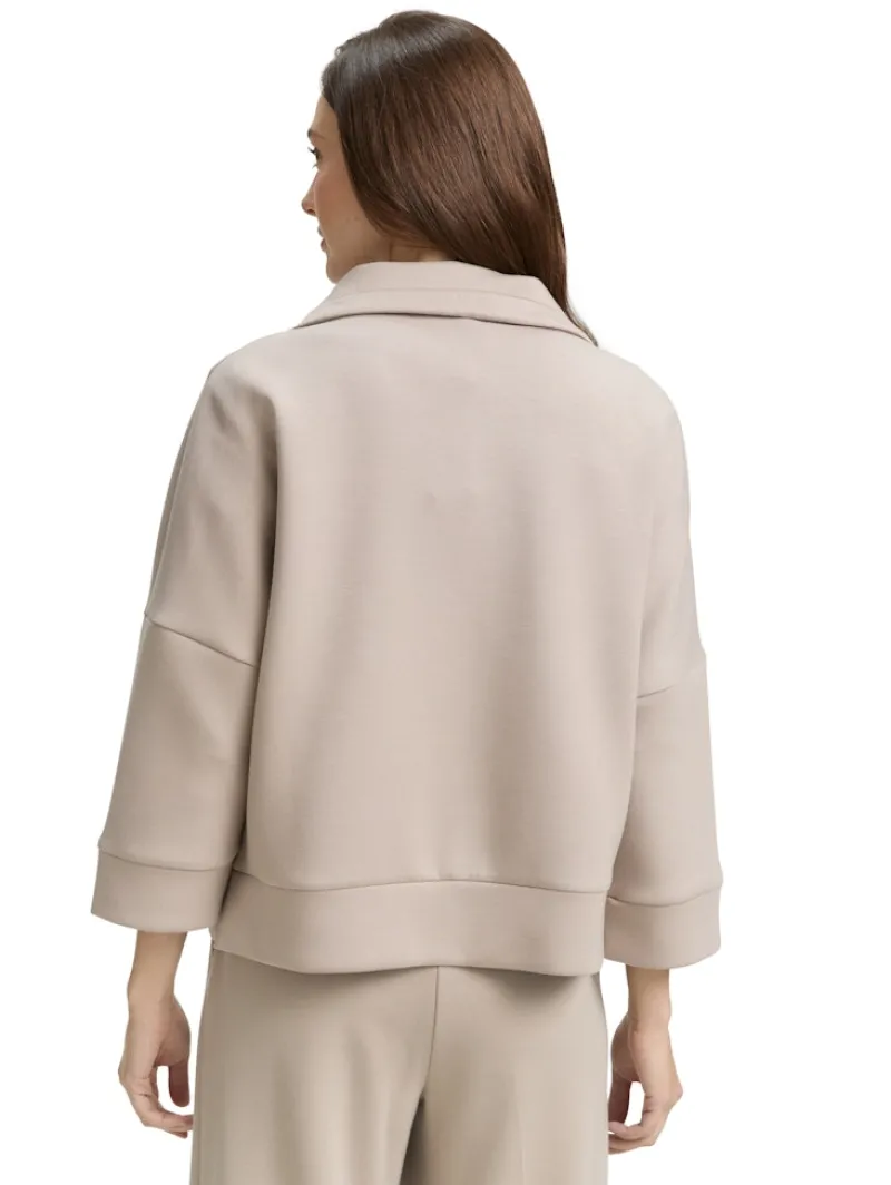 Tom Tailor Pullover & Sweatshirts*Boxy Fit Scuba Sweatjacke soft taupe grey