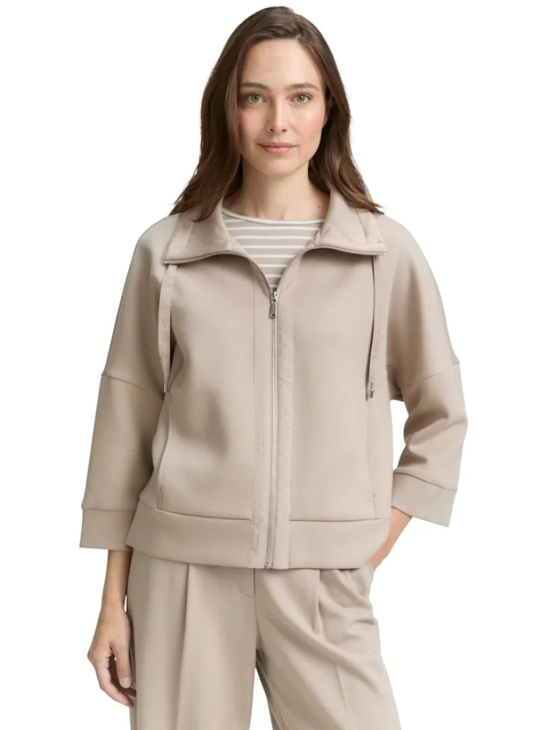 Tom Tailor Pullover & Sweatshirts*Boxy Fit Scuba Sweatjacke soft taupe grey
