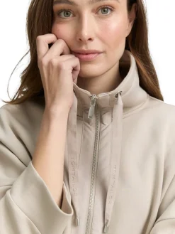 Tom Tailor Pullover & Sweatshirts*Boxy Fit Scuba Sweatjacke soft taupe grey