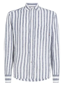 Tommy Hilfiger Hemden*BRETON LINEN STRIPE CF SHIRT optic white - carbon navy
